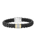 Black Caviar Small Diamond Station Bracelet, 9mm