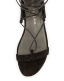 Tieup Suede Flat Gladiator Sandal, Black