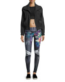 Graphic Printed Sport Leggings, Tiger Lily