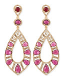18k Rose Gold Pink Tourmaline & Diamond Teardrop Earrings