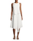 Fernay Paneled Sleeveless Handkerchief-Hem Midi Dress, Bright White