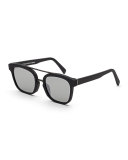 Akin Square Brow-Bar Sunglasses, Black Matte