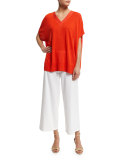V-Neck Boxy Linen-Blend Sweater 