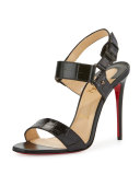 Sova Alligator 100mm Red Sole Sandal, Black