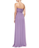 Strapless Ruched-Bodice Gown, Violet