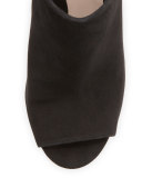 Dylan Bow Peep-Toe Bootie, Black