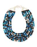 Five-Strand Beaded Necklace, Blue