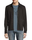 Zip-Front Denim Jacket, Black