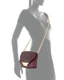 Ziggy Snake-Embossed Leather Crossbody Bag, Aubergine Serpent