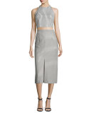 Sabrena Striped Midi Skirt, Black/White