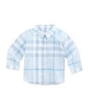 Newborn Button-Down Check Shirt, Light Blue 