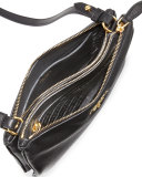 Vitello Diano Double-Zip Crossbody Bag, Black (Nero)