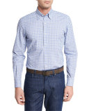Concordia Plaid Jacquard Sport Shirt, Black