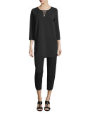 3/4-Sleeve Lattice-Trim Tunic
