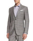 Plaid Wool Two-Piece Suit, Black/White