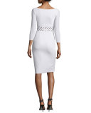 Cayley 3/4-Sleeve Grommet-Waist Dress 