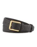 Ostrich Golden Buckle Belt, Black