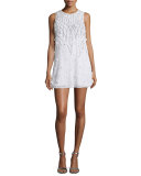 Sleeveless Sequined Cocktail Dress, White 