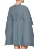 Kimono-Sleeve Two-Tone Mini Dress, Blue/Pink
