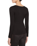 Scoop-Neck Long-Sleeve Tee, Black