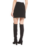 Darcie Double-Layer Leather-Combo Mini Skirt