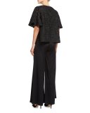 Corded-Lace Flutter-Sleeve Tunic, Black