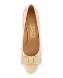 Mirabel Patent Bow Demi-Wedge Pump, New Bisque