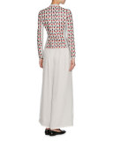 Georgette Wide-Leg Pants, Light Gray