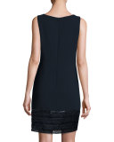 Sleeveless Embellished Crepe Cocktail Dress, Midnight