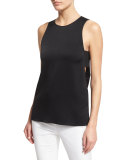 Clementine Sleeveless Crepe Top, Black