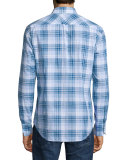 DD Plaid Long-Sleeve Sport Shirt, Blue