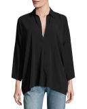 Oversized Split-Neck Blouse