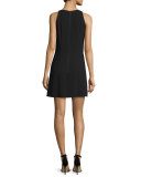 Linette Lace-Up Detail Sleeveless Shift Dress, Black
