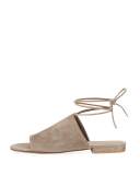 Damon Flat Lace-Up Slide Sandal, Woodsmoke