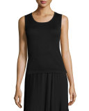 Silk/Cashmere Crewneck Shell, Black