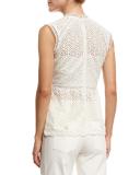 Edie Sleeveless Lace Top, White