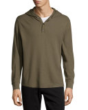 Long-Sleeve Waffle-Knit Henley Hoodie