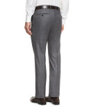 Sharkskin Trofeo Wool Flat-Front Trousers, Light Gray