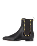 Marianne Red Sole Chelsea Boot, Black/Golden
