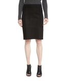 Leary Patchwork Suede Skirt, Black