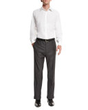 Parker Flat-Front Sharkskin Trousers, Navy