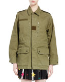 Military Jacket W/Back Shark Patch, Olive