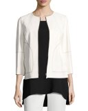 Levine Topstitched Zip-Front Lambskin Leather Jacket, White