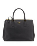 Saffiano Double-Zip Executive Tote Bag, Black (Nero)