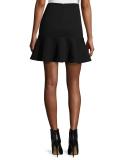 Ponte Flounce Mini Skirt, Darkest Black
