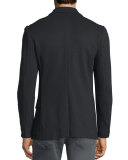 Textured Knit Two-Button Jacket, Black