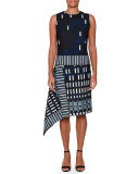 Sleeveless Domino-Print Dress, Ink Blue/White