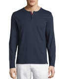 Long-Sleeve Henley Shirt, Navy