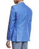 Plaid Linen-Cotton Sport Coat, Blue