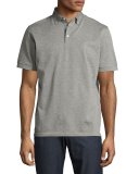 Provence Heather Knit Polo Shirt, Gray